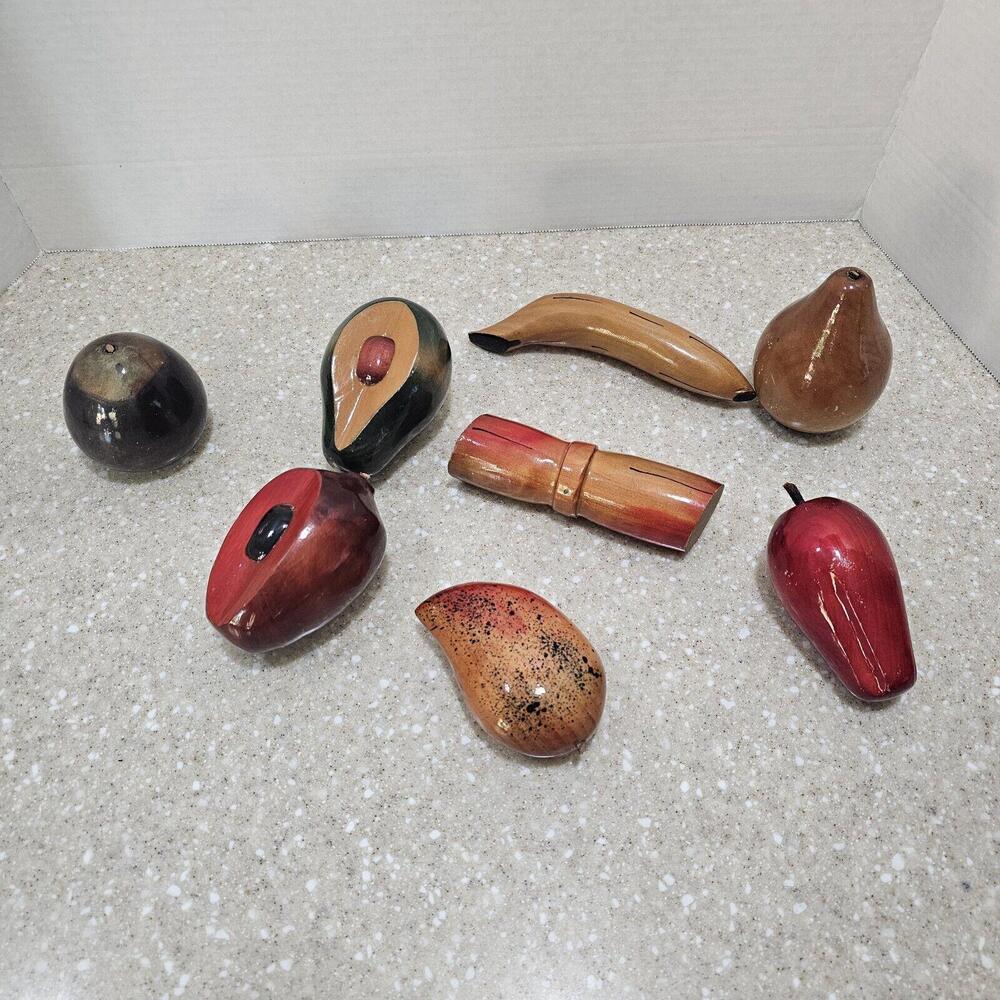 Vintage Wooden Tropical Fruit Lot Of 8
